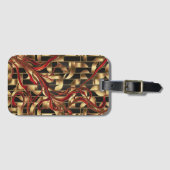 Red Blooms op Golden Grid Bagagelabel (Voorkant (horizontaal))