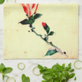 Red Blossom met Buds 1840 Theedoek (Gevouwen)