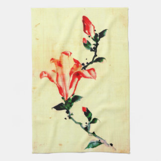 Red Blossom met Buds 1840 Theedoek