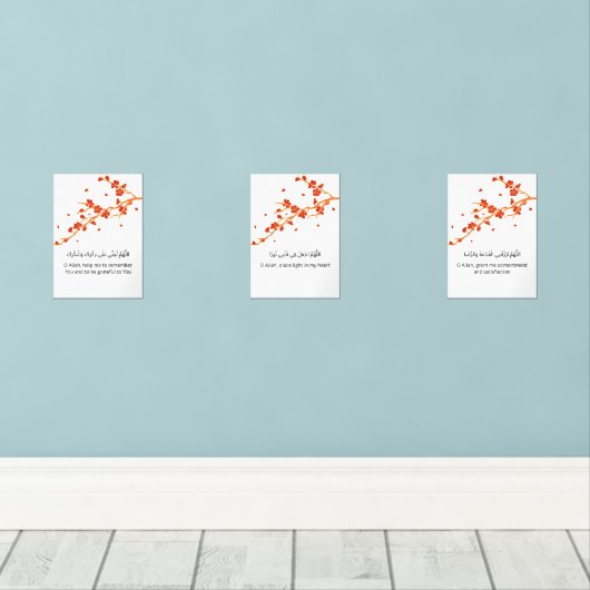 Red Blossom Ramadan Wall Art – Dua Set  (Houten vloer)
