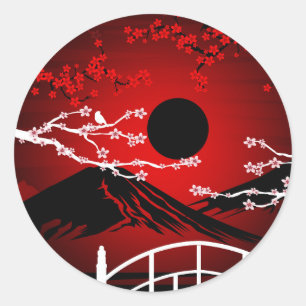 Red Blossom Ronde Sticker