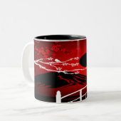 Red Blossom Tweekleurige Koffiemok (Voorkant links)