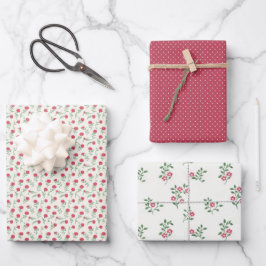 Red Blossom Whimsy 3 Inpakpapier Vel