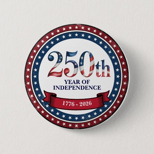 Red & Blue 250th Years of USA Independence Button (Voorkant)