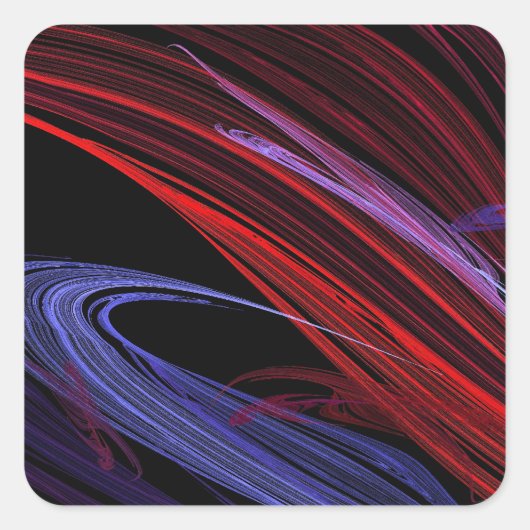 Red Blue Abstract Fractal Square Sticker (Voorkant)