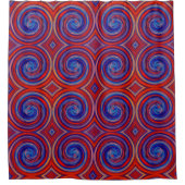 Red Blue Abstract Swirl Patroon Douchegordijn (Voorkant)