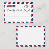 Red Blue Airmail Escort / Zitplaatsen Kaart bruilo Plaatskaartje (Voorkant / Achterkant)