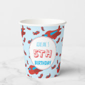 Red Blue Airplane Pattern Kinder Boys Girls Birthd Papieren Bekers (Achterkant)