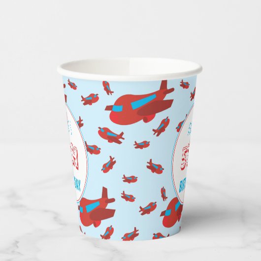 Red Blue Airplane Pattern Kinder Boys Girls Birthd Papieren Bekers (Links)