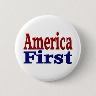 Red Blue America First Ronde Button 5,7 Cm