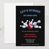 RED,BLUE AND BLACK BOWLING BIRTHDAY PARTY KAART (Voorkant / Achterkant)