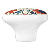 Red Blue and Off White Pattern  Keramische Knop (Zijkant)