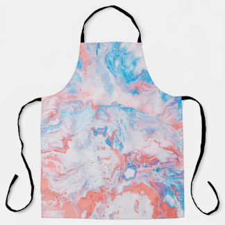 Red, blue, and white abstract painting schort