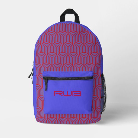 Red-Blue Arc Custom Monogram Bedrukte Rugzak (Voorkant)