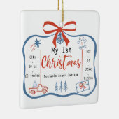 Red & Blue Baby Boy's 1st Christmas Birth Stats Keramisch Ornament (Rechts)