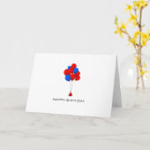 Red & Blue Balloons - Happy Birthday Greeting Card Kaart (Gele Bloem)