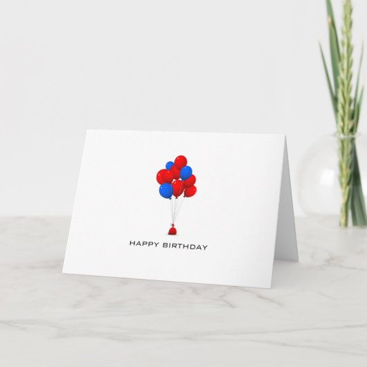 Red & Blue Balloons - Happy Birthday Greeting Card Kaart (Voorkant)