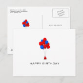 Red & Blue Balloons - Happy Birthday Post Kaart (Voorkant / Achterkant)