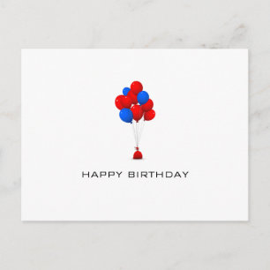 Red & Blue Balloons - Happy Birthday Post Kaart