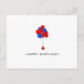 Red & Blue Balloons - Happy Birthday Post Kaart (Voorkant)