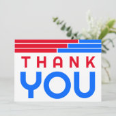 Red & Blue Bars Afstudeerder Party Dank u Bedankkaart (Staand voorkant)