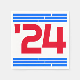 Red & Blue Bars Klasse van '24 Afstudeerder Party Servet