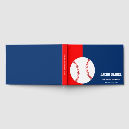 Red Blue Baseball Bar Mitzvah Guest Book Gastenboek (Volledig)