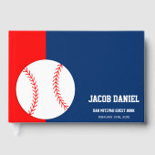Red Blue Baseball Bar Mitzvah Guest Book Gastenboek (Voorkant)