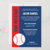 Red Blue Baseball Bar Mitzvah Kaart (Voorkant)