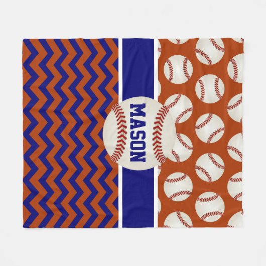 Red Blue Baseball op maat Fleece Deken (Voorkant (Horizontaal))
