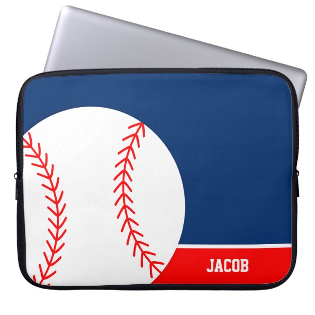Red Blue Baseball op maat Laptop Sleeve (Voorkant)
