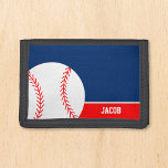 Red Blue Baseball Persoonlijke Kinder naam Drievoud Portemonnee<br><div class="desc">Deze schattige honkbalportefeuille is een geweldig cadeau voor een kleine jongen. Pas deze aangepaste naam eenvoudig aan!</div>