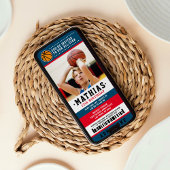 Red Blue Basketball Ticket Birthday Foto Kaart