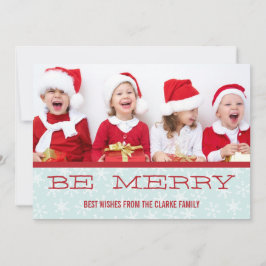 RED BLUE BE MERRY HOLIDAY PHOTO CARD FEESTDAGENKAART