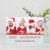 RED BLUE BE MERRY HOLIDAY PHOTO CARD FEESTDAGENKAART (Staand voorkant)
