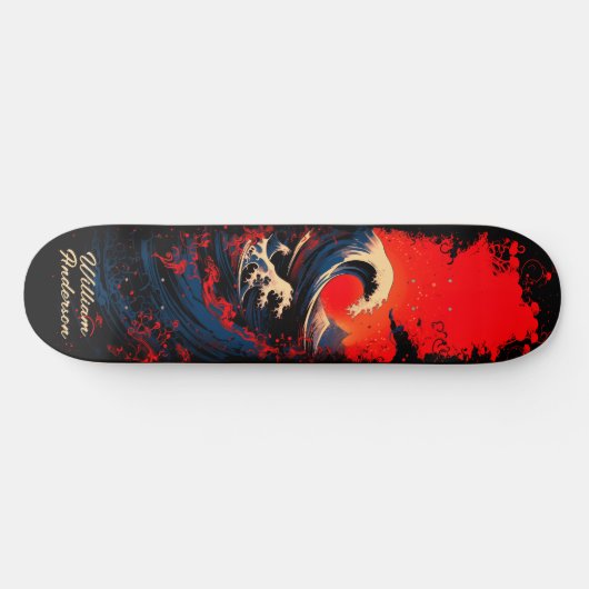 Red Blue Black Sea Wave Persoonlijk Skateboard