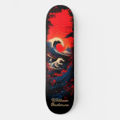 Red Blue Black Sea Wave Persoonlijk Skateboard (Voorkant)