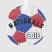 Red, Blue, Black & White Girl ⚽ Soccer Player - DI Ornament (achterkant)