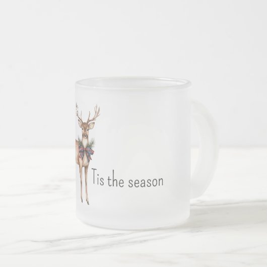 Red Blue Bow Tie Deer Christmas Matglas Koffiemok (Voorkant rechts)