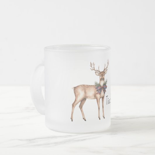 Red Blue Bow Tie Deer Christmas Matglas Koffiemok (Voorkant links)