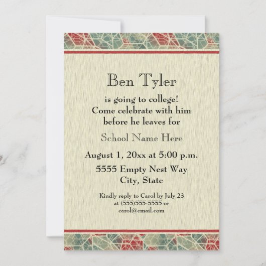 Red Blue Brown Abstracte Trunk Party Invitation Kaart (Voorkant)