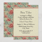 Red Blue Brown Abstracte Trunk Party Invitation Kaart (Voorkant / Achterkant)