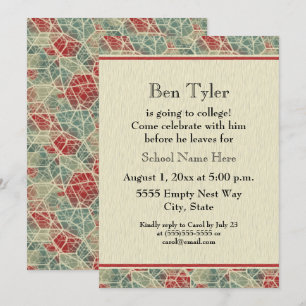 Red Blue Brown Abstracte Trunk Party Invitation Kaart