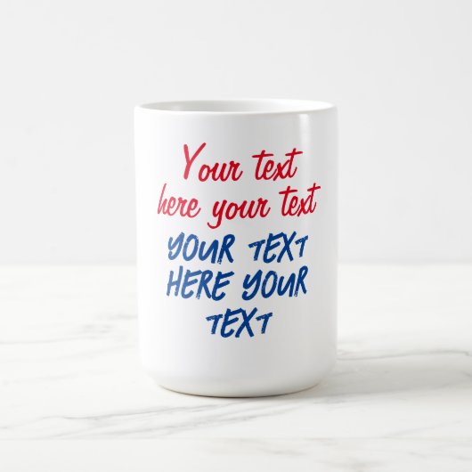 Red Blue Calligraphy Jouw tekst Here Replace Sloga Koffiemok (Center)