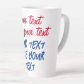 Red Blue Calligraphy Jouw tekst Here Replace Sloga Latte Mok (Rechterhoek)