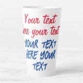 Red Blue Calligraphy Jouw tekst Here Replace Sloga Latte Mok (Voorkant)