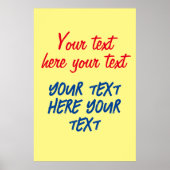 Red Blue Calligraphy Jouw tekst Here Replace Sloga Poster (Voorkant)