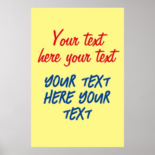 Red Blue Calligraphy Jouw tekst Here Replace Sloga Poster (Voorkant)