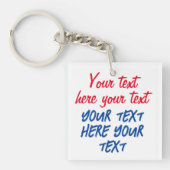 Red Blue Calligraphy Jouw tekst Here Replace Sloga Sleutelhanger (voorkant)