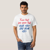 Red Blue Calligraphy Jouw tekst Here Replace Sloga T-shirt (Voorkant volledig)